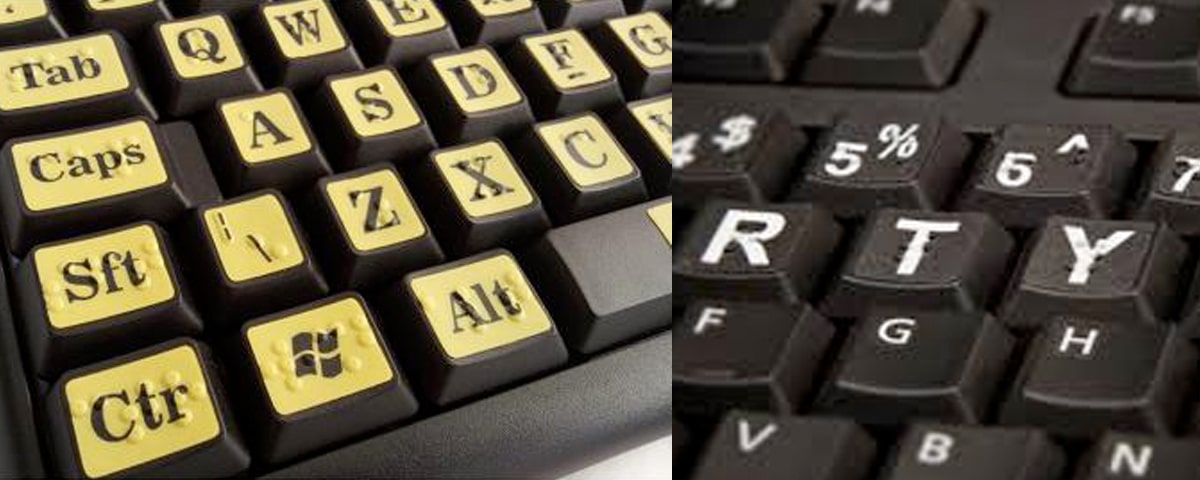 Alternate computer keyboard with enlarged keys or tactile labels