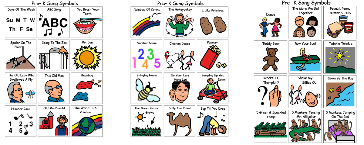 PreK Songs Choice Board